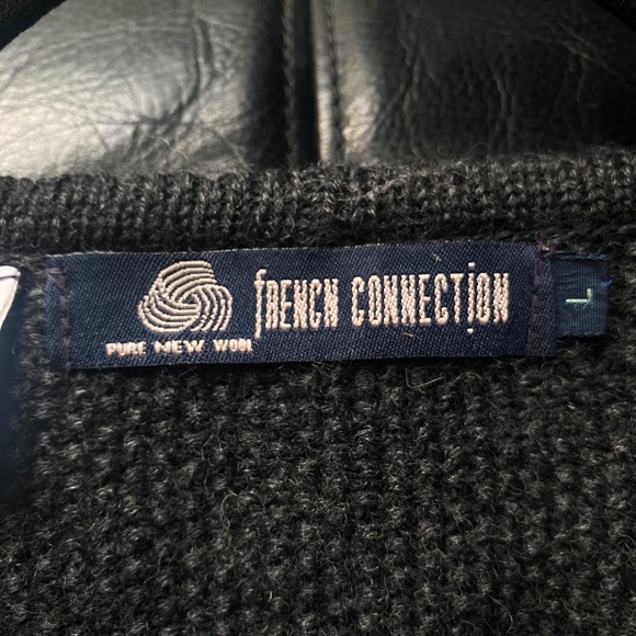 French Connection 100% wool - pure new wool v-neck chunky cardigan sweater - Picture 4 of 5